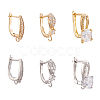 12Pcs 6 Style Brass Micro Pave Cubic Zirconia Hoop Earring Findings ZIRC-PJ0001-06-1