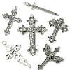 6Pcs 6 Styles Tibetan Style Alloy Cross Pendants FIND-FS0002-57-3