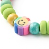 Natural Wood Round Beads Stretch Bracelets for Kid BJEW-JB06640-6