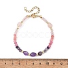 Dyed Natural Malaysia Jade & Chevron Amethyst & Rose Quartz Nuggets & Rondelle Beaded Bracelets for Women BJEW-JB14090-03-4