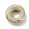 Rack Plating Brass Micro Pave Clear Cubic Zirconia Beads KK-U014-03G-1