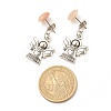 Natural Gemstone Half Round with Alloy Fairy Front Back Stud Earrings EJEW-JE04947-6