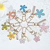 8Pcs 8 Style Alloy & Resin Enamel Pendant Keychains KEYC-OC0001-11-4