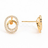 Brass Micro Pave Clear Cubic Zirconia Stud Earring Findings KK-S240-240-NF-3