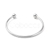 Non-Tarnish Screw End Ball 304 Stainless Steel Wire Open Cuff Bangle BJEW-F435-02P-1