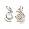 Rack Plating Brass Micro Pave Clear Cubic Zirconia Pendants KK-E081-11P-2