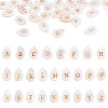 26Pcs 26 Styles Natural Shell Teardrop Charms with Golden Tone Metal Letter Slices SHEL-TAC0004-02-1