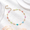 304 Stainless Steel Enamel Colorful Heart Link Anklets AJEW-AN00642-1