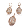 Brass Micro Pave Cubic Zirconia Jewelry Sets SJEW-F189-09KCG-1
