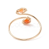 Round Natural Gemstone Braided Open Cuff Ring RJEW-JR00503-8
