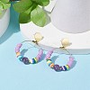 Natural Amethyst & Polymer Clay Beaded Big Ring Dangle Stud Earrings EJEW-TA00075-01-3