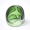 Handmade Silver Foil Lampwork Wide Band Rings RJEW-Q150-M11-B-1-4