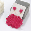 Flower Alloy & Raffia Dangle Stud Earrings FS-WGE45CE-01-2