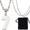 1Pc 304 Stainless Steel Figaro Chain Number Pendant Necklaces NJEW-BBC0001-28D-P-1