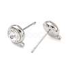SHEGRACE Brass Rhinestone Flat Round Stud Earring Findings XGR0099P-120P-2