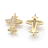Brass Micro Pave Cubic Zirconia Links KK-F774-13G-NR-2