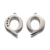 Tarnish Resistant 304 Stainless Steel Letter Pendant Rhinestone Settings STAS-Y006-61P-Q-2