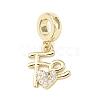 Brass Micro Pave Clear Cubic Zirconia European Dangle Charms KK-B159-06G-1