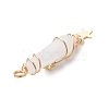 3Pcs 3 Styles Natural Quartz Crystal Pointed Copper Wire Wrapped Faceted Bullet Big Pendants PALLOY-JF03572-01-5