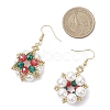 Christmas Flower Glass & Shell Pearl & Glass Seed Dangle Earrings EJEW-TA00719-4