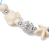 Starfish & Turtle Synthetic Turquoise(Dyed & Heated)  and Magnesite Braided Bead Bracelets BJEW-JB09818-02-2