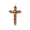 Natural Tiger Eye Faceted Round Copper Wire Wrapped Pendants PALLOY-JF02011-04-1