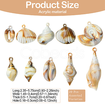 20Pcs 10 Styles Acrylic Pendants FIND-YW0005-93-1