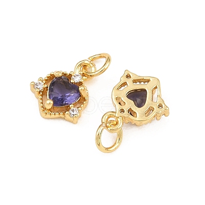 Brass Micro Pave Cubic Zirconia Charms KK-Q085-09G-02-1