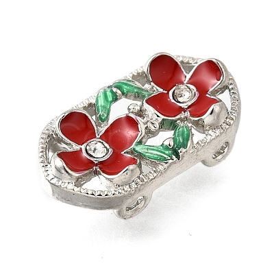 Brass Crystal Rhinestone Oval with 2 Flower Multi-Strands Links KK-P306-20P-1