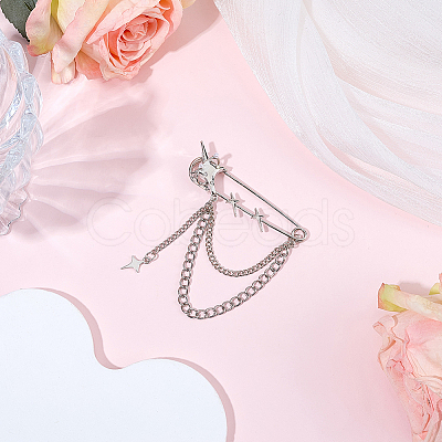 1Pc Star Alloy Hanging Chain Brooches JEWB-BM0001-05-1
