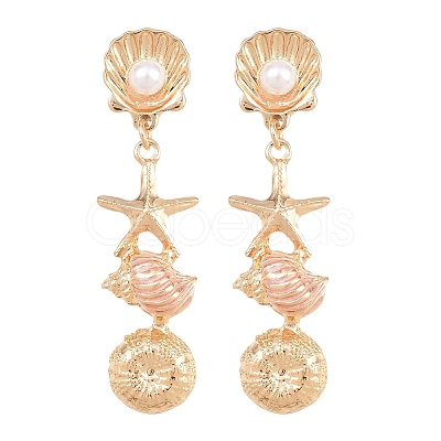 Alloy Enamel with Plastic Pearls Stud Earrings EJEW-Z172-05G-03-1
