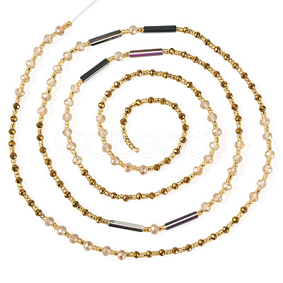 Glass Beaded Adjustable Waist Chains for Women AJEW-TA0005-78D-1