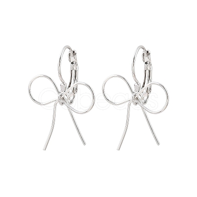 Bowknot Brass Leverback Earrings EJEW-A150-04C-P-1