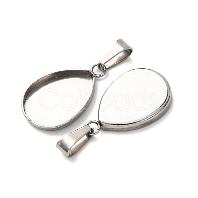 304 Stainless Steel Pendant Cabochon Settings STAS-D379-01A-P-1