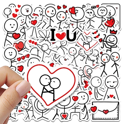 Valentine's Day Theme Cartoon PVC Self-Adhesive Stickers VALE-PW0003-02-1