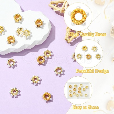 15Pcs 3 Styles Rack Plating Flower Brass Beads KK-CJ0002-66-1