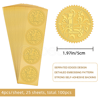 Self Adhesive Gold Foil Embossed Stickers DIY-WH0211-318-1