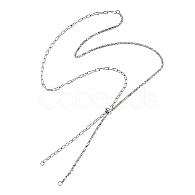 Adjustable 304 Stainless Steel Slider Chains Lariat Necklaces Makings AJEW-JB01664-02-1