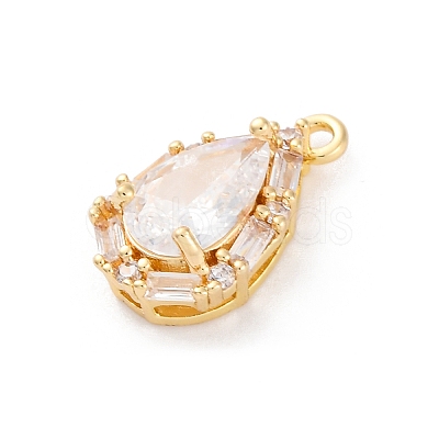 Brass Micro Pave Clear Cubic Zirconia Pendants KK-Z084-09G-04-1