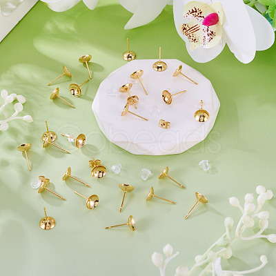 50Pcs Brass Earring Settings KK-TA0008-38A-1