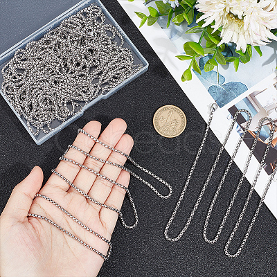 10Pcs 304 Stainless Steel Box Chain Necklaces Set for Men Women NJEW-NB0001-14-1