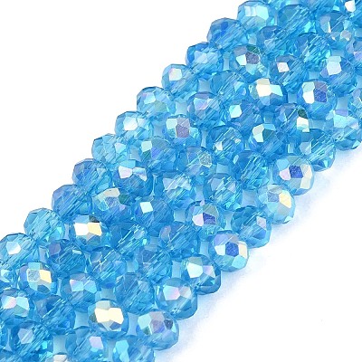 AB Color Plated Transparent Glass Rondelle Beads Strands EGLA-T029-4mm-10O-1