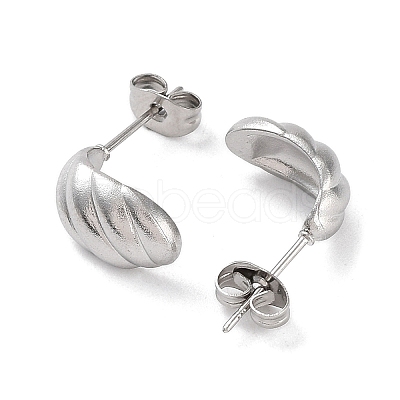 Non-Tarnish 304 Stainless Steel Croissant Ear Studs for Women EJEW-P234-02P-1
