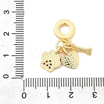 Brass Micro Pave Camellia Cubic Zirconia European Dangle Charms KK-F904-09G-1