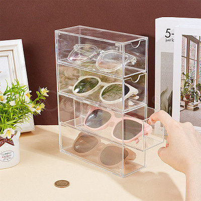 4-Tier Rectangle Acrylic Drawer Box CON-WH0097-50-1