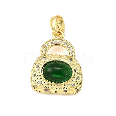 Brass Micro Pave Clear Cubic Zirconia Pendants KK-R227-06G-1