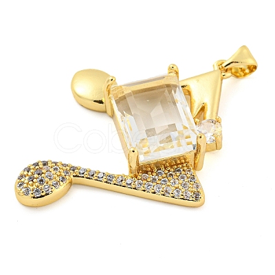 Rack Plating Brass Micro Pave Clear Cubic Zirconia Pendants ZIRC-L100-157G-1