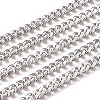 Non-Tarnish Handmade 304 Stainless Steel Cuban Link Chains STAS-F229-07B-P-1