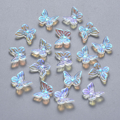 Transparent Spray Painted Glass Charms LS-GLAA-T016-20-1