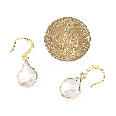 Electroplated Natural Keshi Pearl Dangle Earrings EJEW-JE06709-1